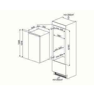 Smeg S7192CS2P1 Frigocongelatore | Da incasso | Classe energetica A++ | 187 L, Da incasso, A