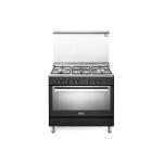 De'Longhi PEMA96ED Cucina Libera installazione | Classe A | antracite, 5 gas (1 TC) griglie piattina mat, con piedoni inox, multif (9), cop vetro, vano scaldavivande