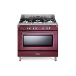 De'Longhi MEM965RXED Cucina Libera installazione | Classe A | bordeaux piano acciaio, 5 gas (1TC),griglie ghisa, elettr. 8 funz., 3D, progr.elettr, vano scaldavivande