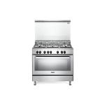 De'Longhi PEMX96ED Cucina Libera installazione | Classe A | inox, 5 gas (1 TC), griglie piattina mat, multif (9), cop vetro, vano scaldavivande