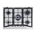 De'Longhi PFI57GH Piano cottura Incasso | Classe 70 | inox, 5 gas (1 TC), griglie ghisa, com frontali