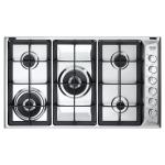 De'Longhi PLI59DGHD Piano cottura Incasso | Classe 90 | inox, 5 gas (1 TC+1 dual), griglie ghisa