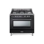 De'Longhi MEM965NXED Cucina Libera installazione | Classe A | nero brillante, piano acciaio, 5 gas (1TC),griglie ghisa, elettr. 8 funz., 3D, progr.elettr, vano scaldavivande