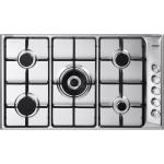 De'Longhi DLI59DD Piano cottura Incasso | Classe 90 | inox, 5 gas (1 TC), griglie piattina larga mat, com laterali