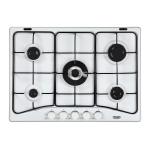 De'Longhi FFB57ASV Piano cottura Incasso | Classe 70 | bianco, 5 gas (1 TC), griglie smaltate lucide
