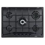 De'Longhi FFN57ASV Piano cottura Incasso | Classe 70 | nero, 5 gas (1 TC), griglie smaltate lucide