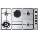 De'Longhi FLA49RD Piano cottura Incasso | Classe 90 | inox, 4 gas (1 TC), 1 piastra elettrica, griglie smaltate lucide