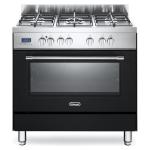 De'Longhi PRO96MAED Cucina Libera installazione | Classe A | antracite, 5 gas (1TC), griglie ghisa, multif. 9 funz., 3D, progr.elettr, vano scaldavivande