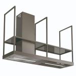 Faber T-SHELF EV8 TITANIUM MATT A180 - 325.0617.018 Cappa Isola | Classe A | Cappa isola con struttura a traliccio, mensole in vetro fumé, doppia barra LED con dimmer, larghezza 180 cm