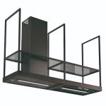 Faber T-SHELF EV8 BK MATT A180 - 325.0606.131 Cappa Isola | Classe A | Cappa isola con struttura a traliccio, mensole in vetro fumé, doppia barra LED con dimmer, larghezza 180 cm