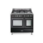De'Longhi MEM965TNXED Cucina Libera installazione | Classe A/B | nero brill., piano acciaio, 5 gas 1 TC, griglie ghisa, princ.elettr. multif. (8), 3D, ausiliario elettr. (5), progr.elettr, vano scaldavivande