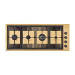 Foster Piano Milanello 4F Ft Gold - 7681009 Piano cottura a gas Incasso | Acciaio inox AISI 304 Gold, Dimensioni 803 x 513, Griglie in ghisa, coprispartifiamma smaltati
