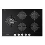 De'Longhi NSL575DNCM Piano cottura Incasso | Classe 75 | vetroceramico nero, 5 gas (1 TC), griglie ghisa, Precision Control