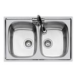Foster S1000 Inox 2 Vasche F.3,5" - 1279060 Lavello Sopratop | Acciaio inox AISI 304 satinato, Dimensioni 790 x 500
