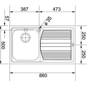 Franke LLX 611 3 1/2" WWK RHD FRL TH WOF  - 101.0085.775 Lavello Incasso