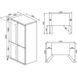 Smeg FQ960P Frigocongelatore | Libera installazione | Classe energetica A+ | Libera installazione, Porta americana, Crema