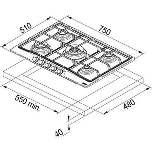Franke FHTL 755 4G TC XS E - 106.0183.224 Piano cottura Incasso