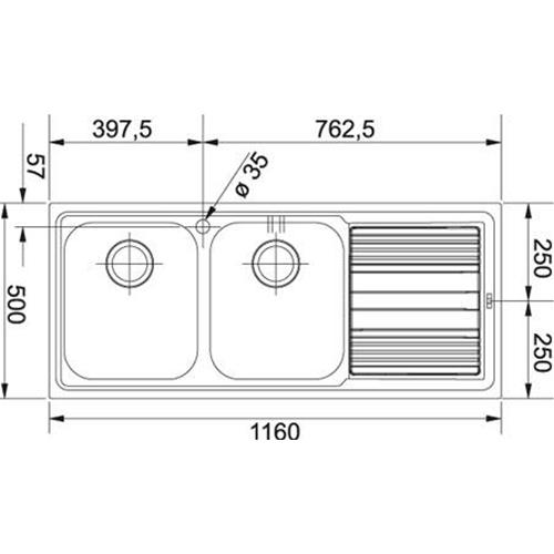 Franke LLL 621 1160X500 3 7C - 101.0086.284 Lavello incasso