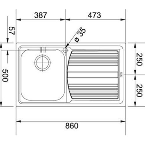 Franke LLX 611 3 1/2" WWK RHD FRL TH WOF  - 101.0085.775 Lavello Incasso