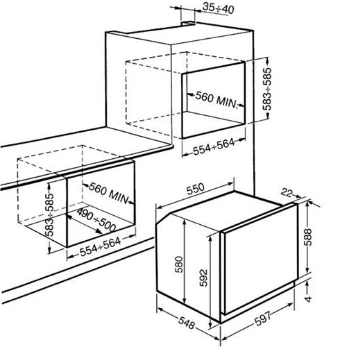 Smeg SF800C Forno | Da incasso | Classe energetica A-10% | Media, Forno elettrico, 72 L
