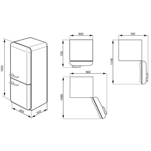 Smeg FAB32RNE1 Frigocongelatore | Libera installazione | Classe energetica A++ | 321 L, SN-T, 41 dB