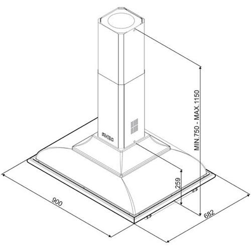 Smeg KCI19A Cappa | Libera installazione | 751 m³/h, Aspirante, 51 dB