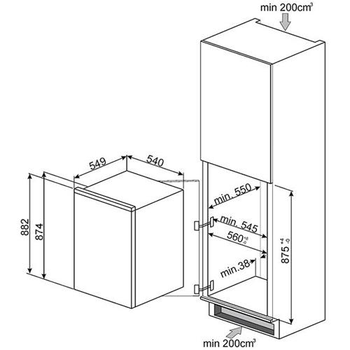 Smeg S3L090P Frigorifero | Incasso