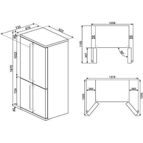 Smeg FQ960P Frigocongelatore | Libera installazione | Classe energetica A+ | Libera installazione, Porta americana, Crema