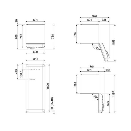 Smeg FAB28RRD3 Frigocongelatore | Libera installazione | Classe energetica G | 270 L, Libera installazione, G