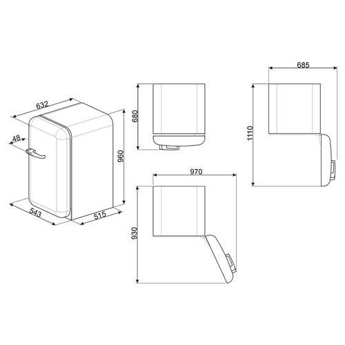 Smeg FAB10RR Frigocongelatore | Libera installazione | Classe energetica A+ | 114 L, Libera installazione, 37 dB