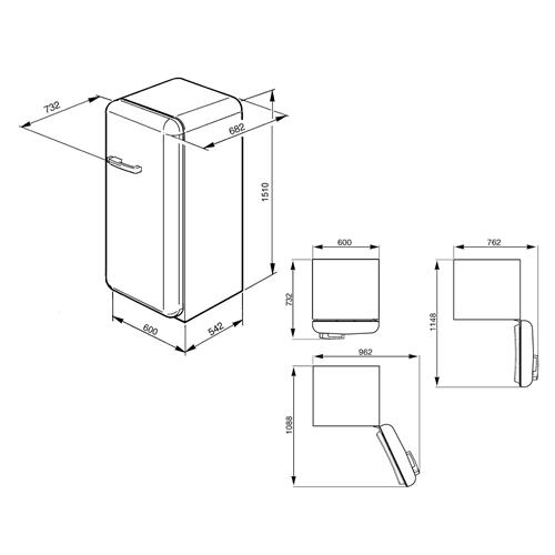 Smeg FAB28LCS1 Frigocongelatore | Libera installazione | Classe energetica A++ | 248 L, Libera installazione, 39 dB