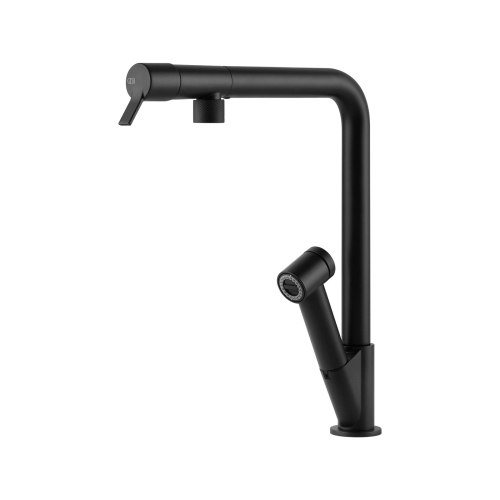 Gessi FISSO Estraibile Matte Black - 60640#299 Miscelatore Lavello | Nero Opaco, Doccetta estraibile, Tubo flessibile estensibile