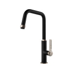 Gessi OFFICINE Girevole Finox Brushed Nickel / Matte Black - 60051#599 Miscelatore Lavello | Nichel Spazzolato / Nero Opaco, Canna girevole 360°, Portata regolabile