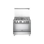 De'Longhi DGVX96ED2 Cucina Libera installazione | Classe A | inox, 5 gas (1 TC), griglie piattina mat, cop vetro,  gas ventilato 6 funz., acc.ne sottomanopola, grill elettrico, vano scaldavivande