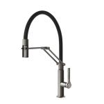 Gessi OFFICINE Semiprofessionale Black Metal Brushed PVD - 60055#707 Miscelatore Lavello | Nero Metal Spazzolato Pvd, Canna semiprofessionale doppia funzione, Altezza canna 250 mm