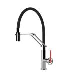 Gessi OFFICINE V Semiprofessionale Finox Brushed Nickel - 60205#149 Miscelatore Lavello | Nichel Spazzolato Finox, Canna semiprofessionale doppia funzione, Altezza canna 250 mm
