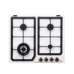 De'Longhi BF46PRO Piano cottura a gas Incasso | Classe 60 | bianco, 4 fuochi (1 TC), griglie ghisa