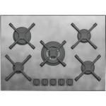 BARAZZA 1PUN75 Piano cottura a gas Incasso | 5 fuochi, Griglie ghisa, Acciaio inox AISI 304