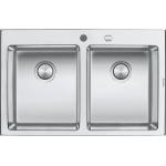 BARAZZA 1LBO82 Lavello Incasso | Acciaio inox, Vasca doppia, Profondità 28 cm