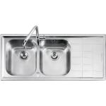 BARAZZA 1LLV120/2D Lavello Incasso | 2 vasche + gocciolatoio dx, Vasche 34x39x21 cm, Acciaio inox AISI 304