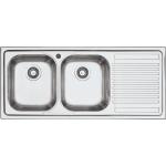 BARAZZA 1LFS12D Lavello Incasso | 2 vasche + gocciolatoio, 34x39x21 cm, Acciaio inox