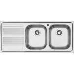 BARAZZA 1LFS12S Lavello Incasso | 2 vasche + gocciolatoio, 34x39x21 cm, Gocciolatoio sx