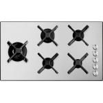 BARAZZA 1PSP95 Piano cottura a gas Incasso | 2 gas + 2 pesciera + tripla corona, Griglie in ghisa, Acciaio inox AISI 304