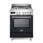De'Longhi PRO66MALPZ Cucina Libera installazione | Classe A | antracite, 4 gas (1 TC), griglie ghisa, multif. 9 funz., funzione pizza 300°C, funzione lievitazione 40°C, progr. Touch control elettronico inizio-fine cottura., vano scaldavivande, porta fredd