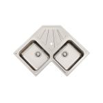 Foster Angolo 2V 34X40 Ks - 3303060 Lavello Sovrapposto | Acciaio inox AISI 304 satinato, Piletta 3½, Possibilità di fori aggiuntivi, Acciaio inox