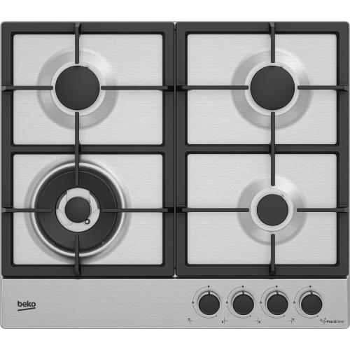 Beko HIAW64225SXE Piano cottura a gas Incasso | Classe N/A | 3 Bruciatori + 1 Wok, 60 cm, Acciaio inox