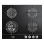 De'Longhi NSL460NCM Piano cottura Incasso | Classe 60 | vetroceramico nero, 4 gas (1 TC), griglie ghisa, Precision Control