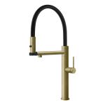 Gessi GESSI 316 Semiprofessionale Brass Brushed PVD - 60210#727 Miscelatore Lavello | Ottone Spazzolato Pvd, Canna semiprofessionale doppia funzione, Altezza canna 250 mm