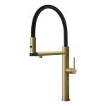 Gessi GESSI 316 Semiprofessionale Brass Brushed PVD - 60212#727 Miscelatore Lavello | Ottone Spazzolato Pvd, Canna semiprofessionale doppia funzione, Altezza canna 250 mm