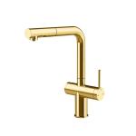 Gessi INEDITO Acqua Filtrata Gold PVD - 60572#246 Miscelatore Lavello | Oro Lucido Pvd, Funzione acqua filtrata integrata, Tre vie acqua calda/fredda/filtrata